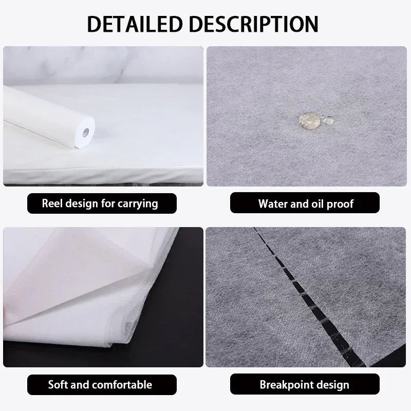 180×80cm Disposable Non-Woven Bed Sheet Roll – 1 Roll (50pc Set)