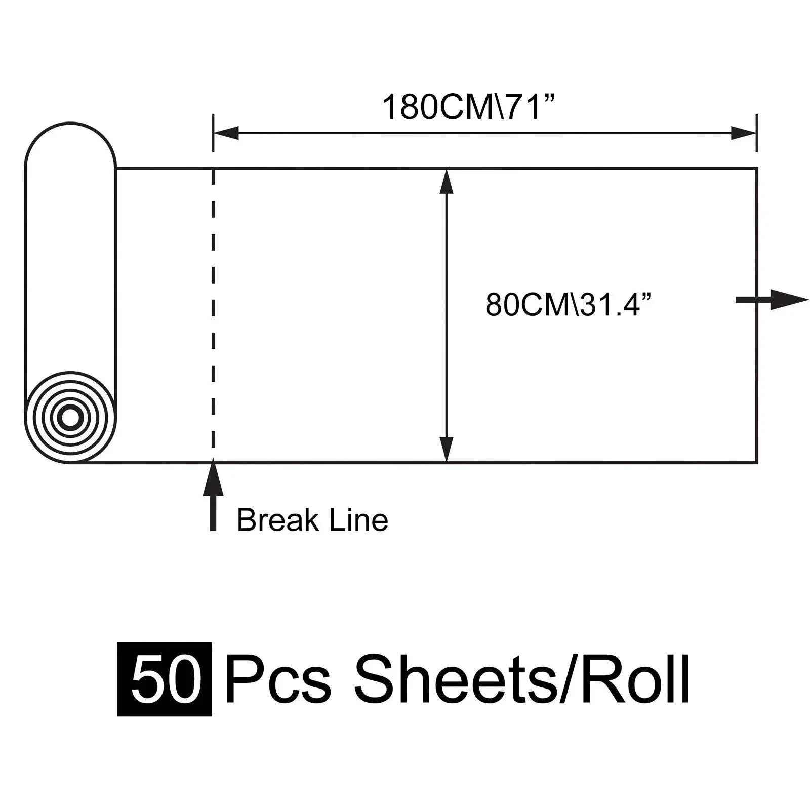 Rouleau de drap-housse jetable non tissé 180×80cm – 1 rouleau (lot de 50 pièces)