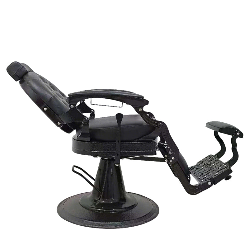 Vintage Reclining Barber Chair with Footrest – Havana Series (Black)