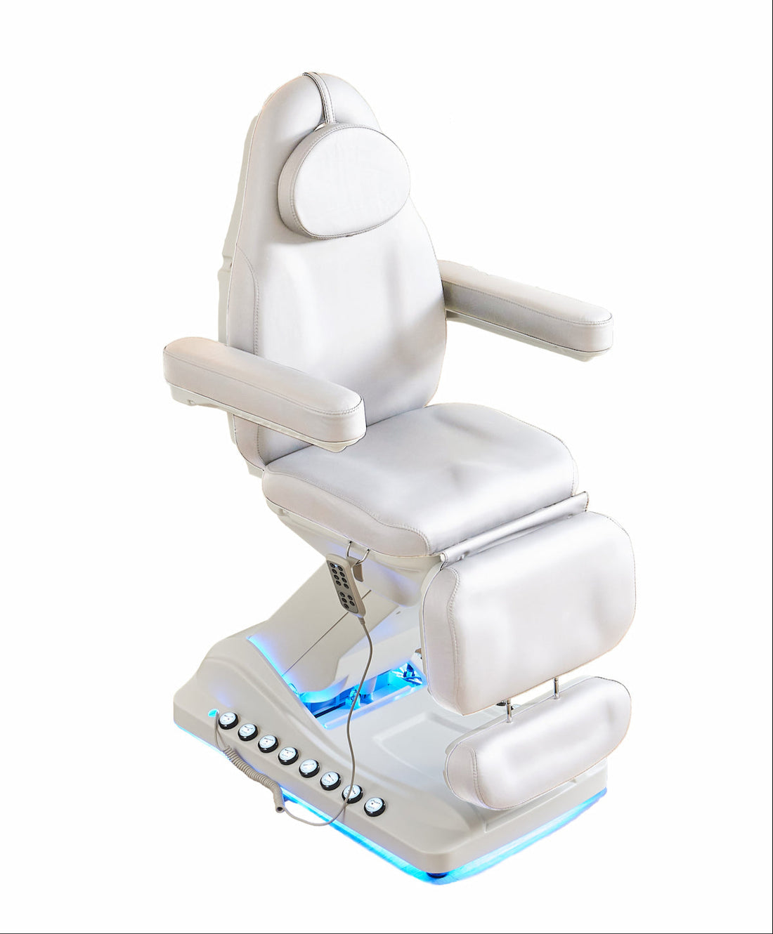 Noosa Series white facial bed with remote and LED lights
