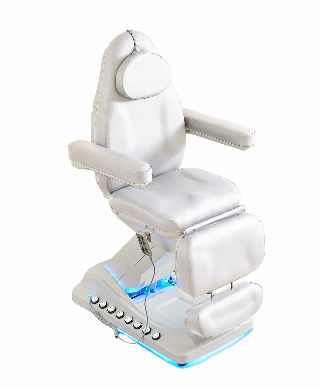 Noosa Series white facial bed with remote and LED lights