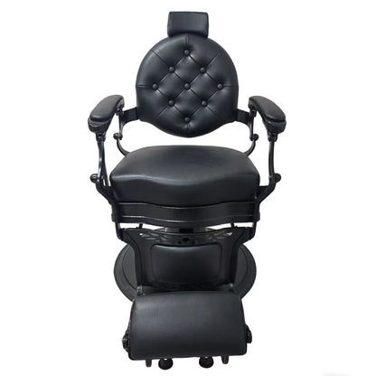 Vintage Reclining Barber Chair with Footrest – Havana Series (Black)
