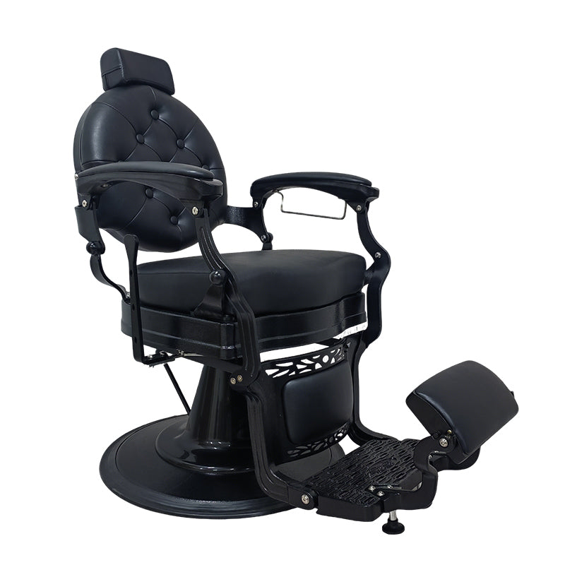 Vintage Reclining Barber Chair with Footrest – Havana Series (Black)
