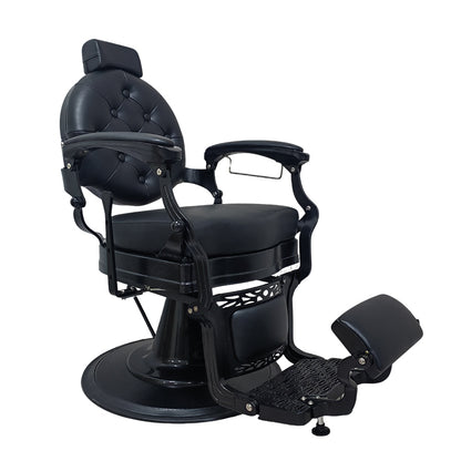 Vintage Reclining Barber Chair with Footrest – Havana Series (Black)